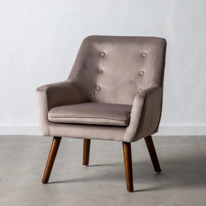 Sillón Moderno Tejido Gris Madera Natural, 67 Cm