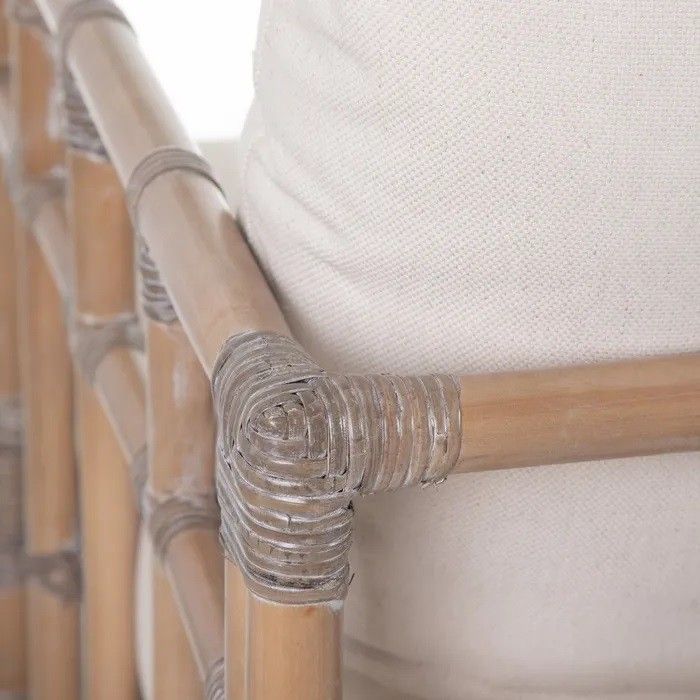 Sofá 2 Plazas Cojín Beige Rattán Natural, 127 Cm