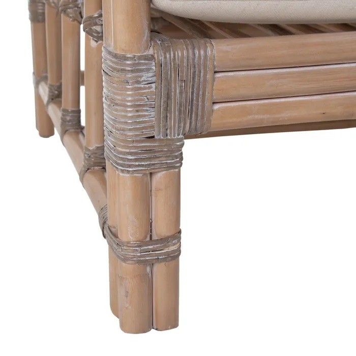 Sofá 2 Plazas Cojín Beige Rattán Natural, 127 Cm
