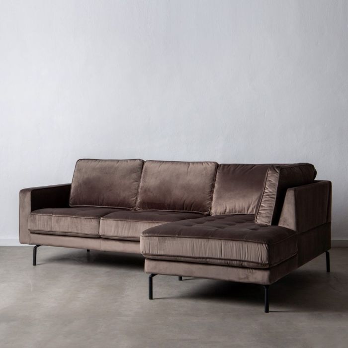 Sofá Moderno Terciopelo Gris Pardo 230 Cm