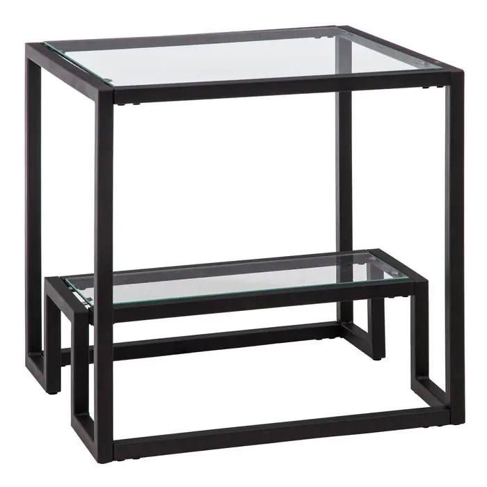 Mesa Auxiliar Metal Negro Cristal, 60 Cm