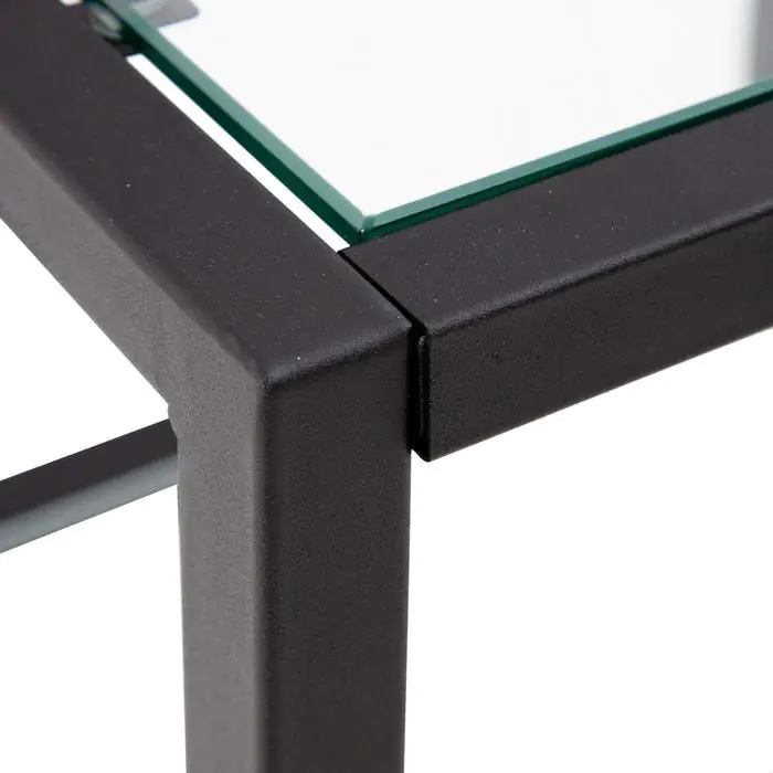 Mesa Auxiliar Metal Negro Cristal, 60 Cm