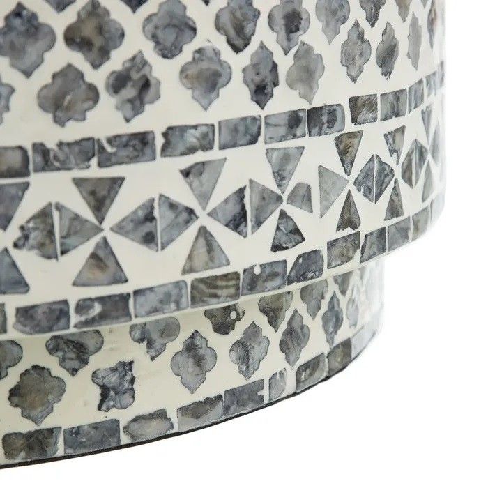 Mesa Auxiliar Estilo Étnico Nácar Gris/Blanco, 60 Cm