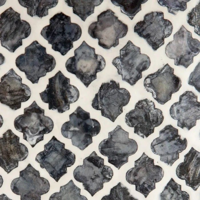 Mesa Auxiliar Redonda Mosaico Blanco Gris, 77 Cm