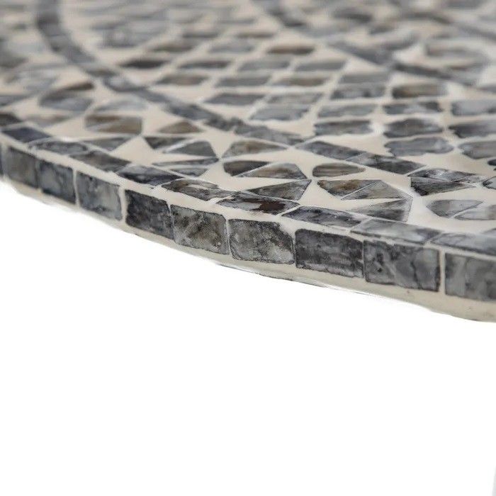 Mesa Auxiliar Redonda Mosaico Blanco Gris, 77 Cm