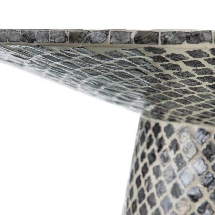 Mesa Auxiliar Redonda Mosaico Blanco Gris, 77 Cm