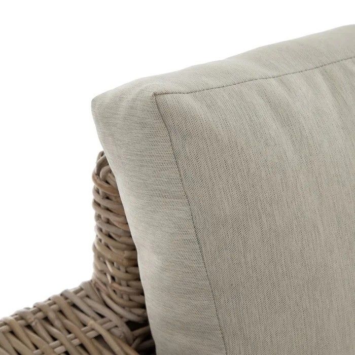 Sofá 2 Plazas Tejido Beige Rattán Natural, 198 Cm