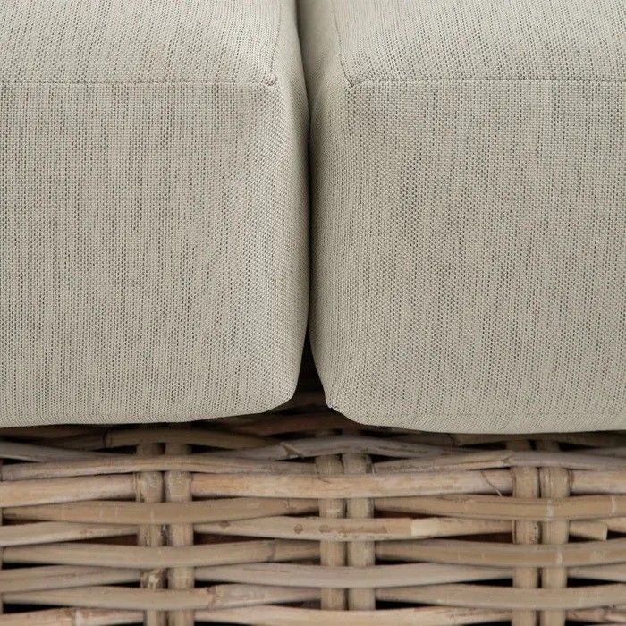 Sofá 2 Plazas Tejido Beige Rattán Natural, 198 Cm