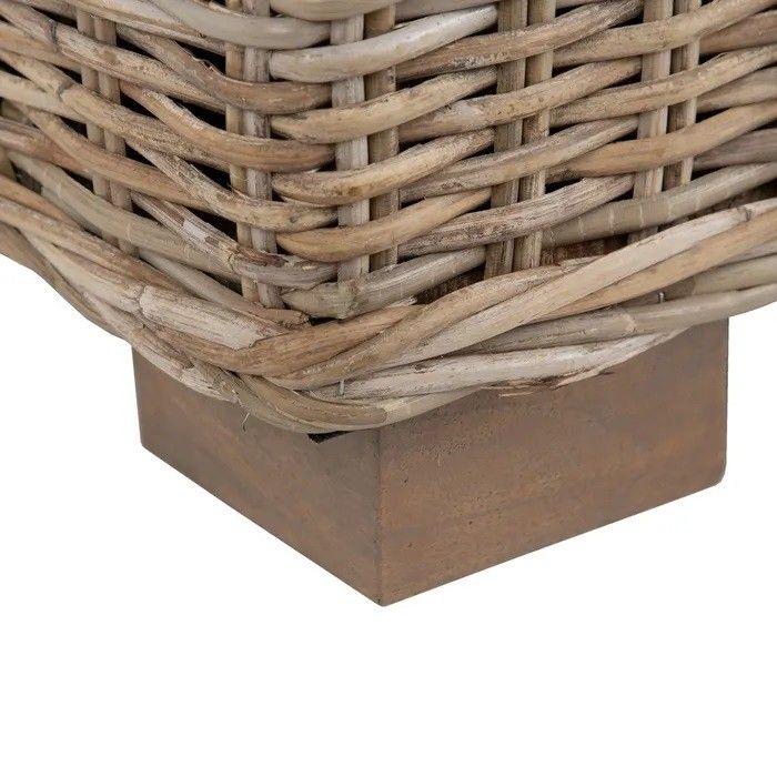 Sofá 2 Plazas Tejido Beige Rattán Natural, 198 Cm