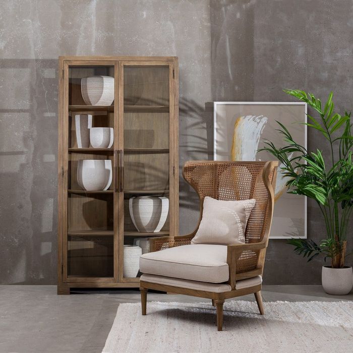 Vitrina Sent Madera Natural Cristal, 100 Cm