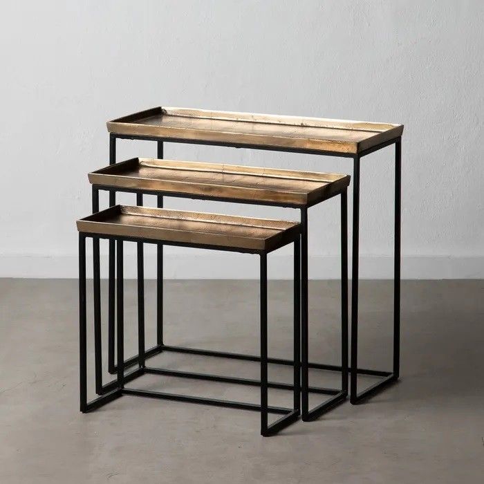 Mesa Auxiliar Nido Aluminio Hierro Negro Cobre, 69 Cm