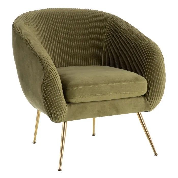 Sillón Art Decó Terciopelo Verde Metal Dorado