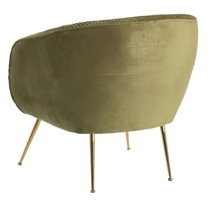 Sillón Art Decó Terciopelo Verde Metal Dorado, 74 Cm