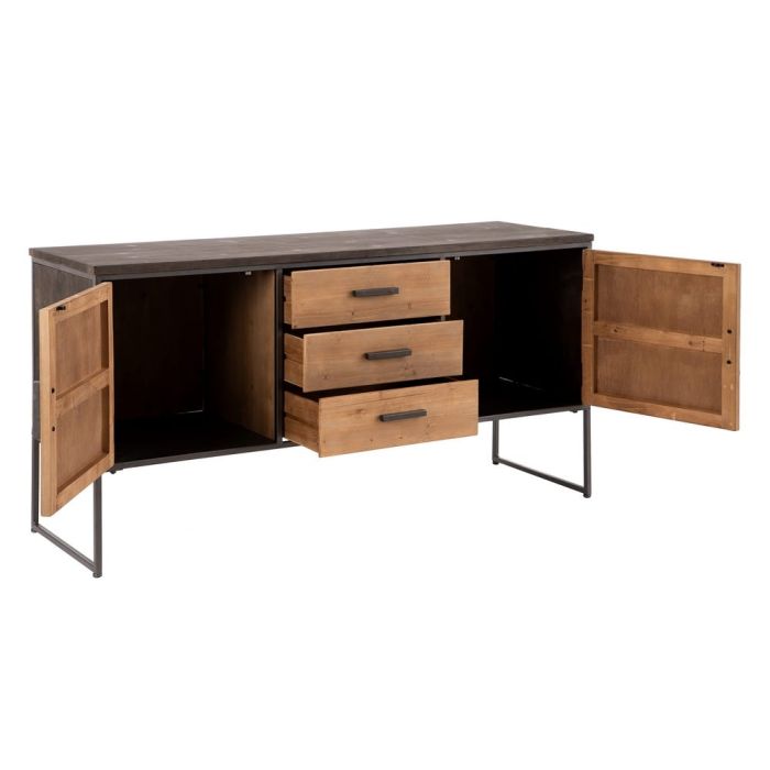 Aparador Negro Natural Madera Metal, 146 Cm