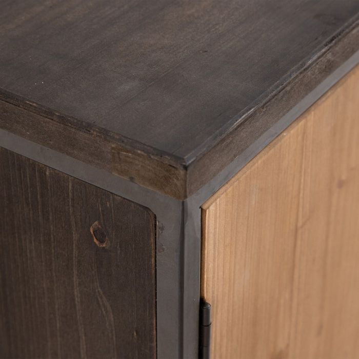 Aparador Negro Natural Madera Metal, 146 Cm