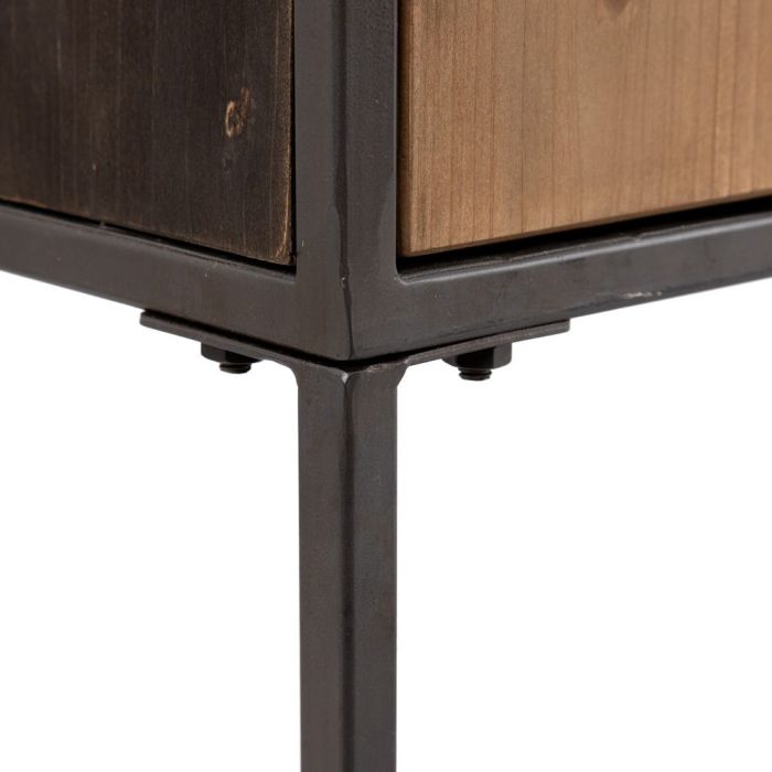 Aparador Negro Natural Madera Metal, 146 Cm