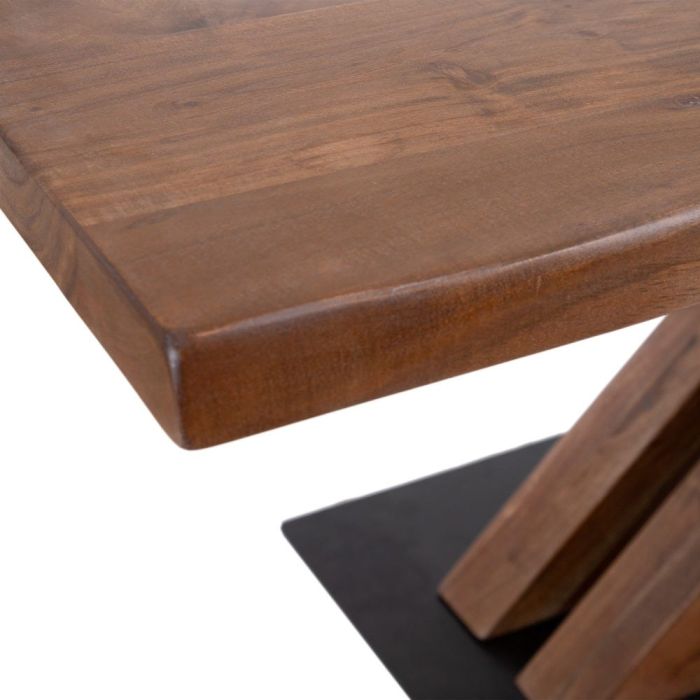 Mesa Comedor Estilo Moderno Madera Acacia Metal Negro, 180