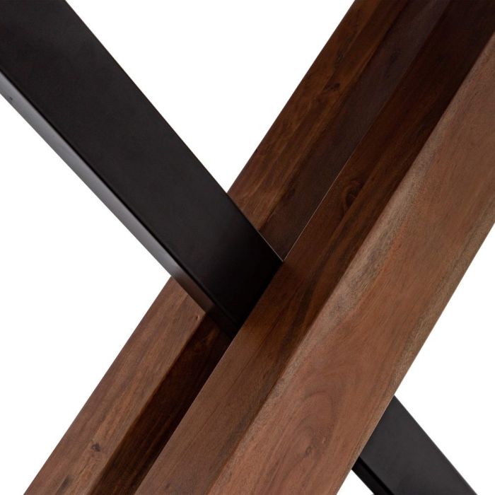 Mesa Comedor Estilo Moderno Madera Acacia Metal Negro, 180
