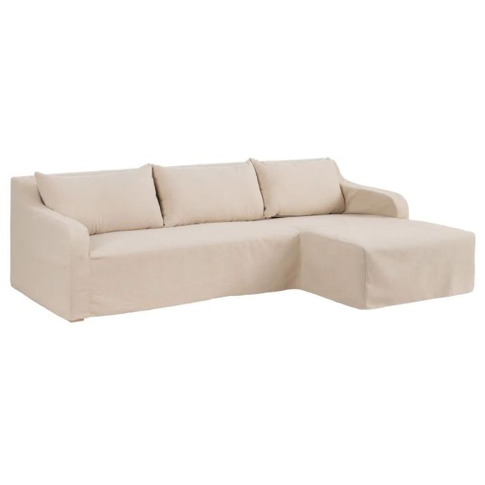 Sofá Chaise Lounge Tejido Beige Salón, 249 Cm