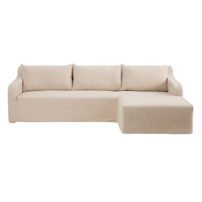 Sofá Chaise Lounge Tejido Beige Salón, 249 Cm