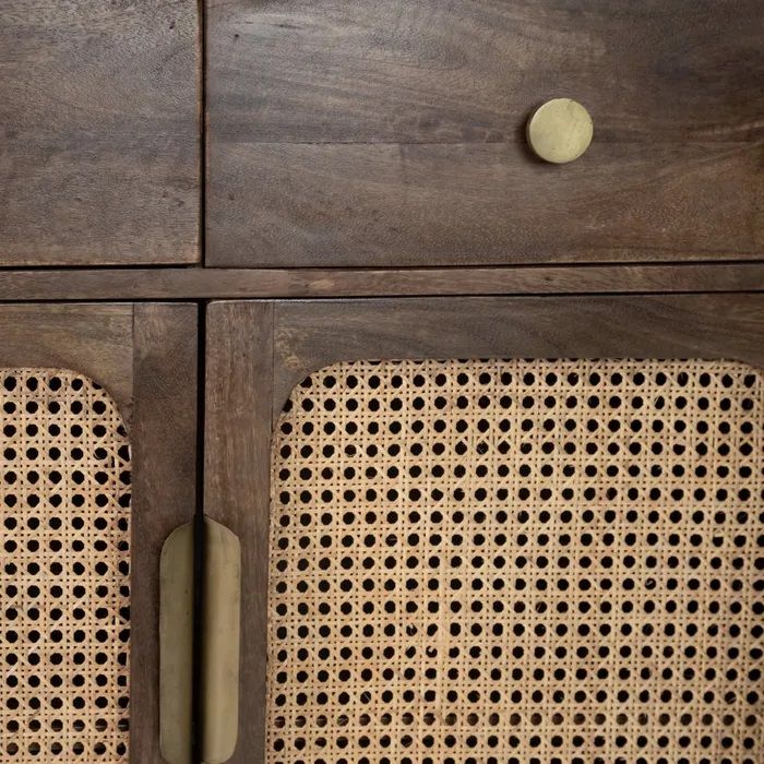 Armario Madera Mango Ratán Hierro, 84 Cm