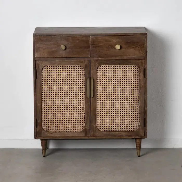 Armario Madera Mango Ratán Hierro, 84 Cm