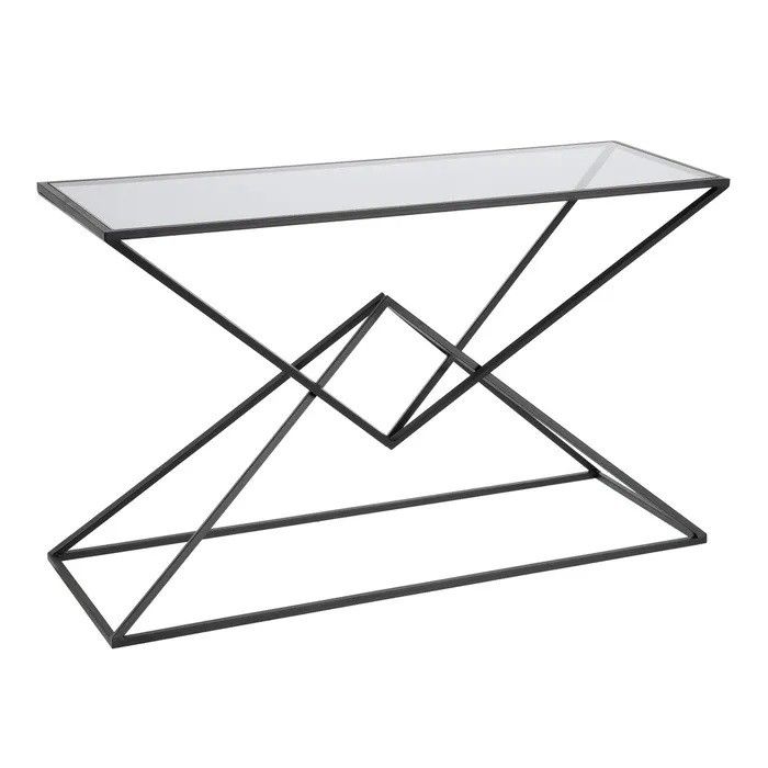 Consola Cristal Hierro Negro, 127 Cm