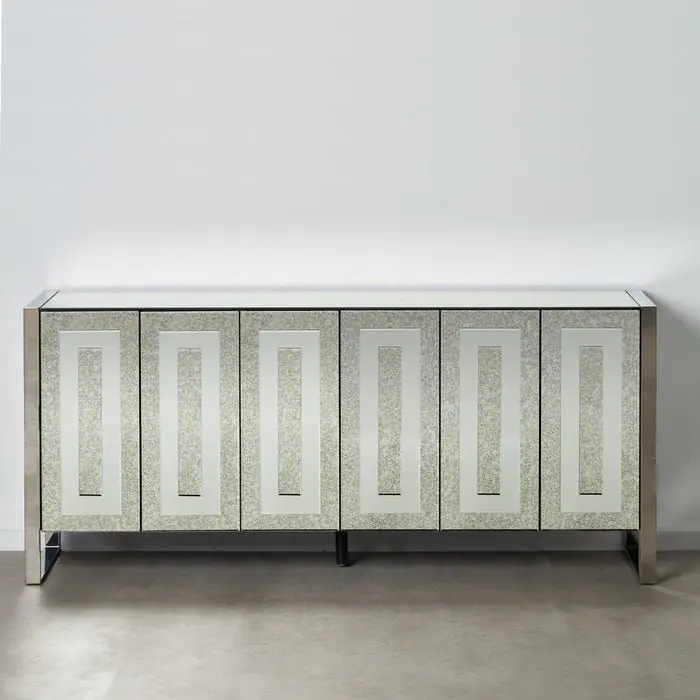 Aparador Espejo Plateado Contemporáneo,200 Cm
