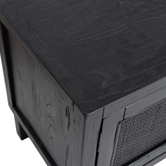 Mueble TV Madera Negro Ratán Salón, 150 Cm