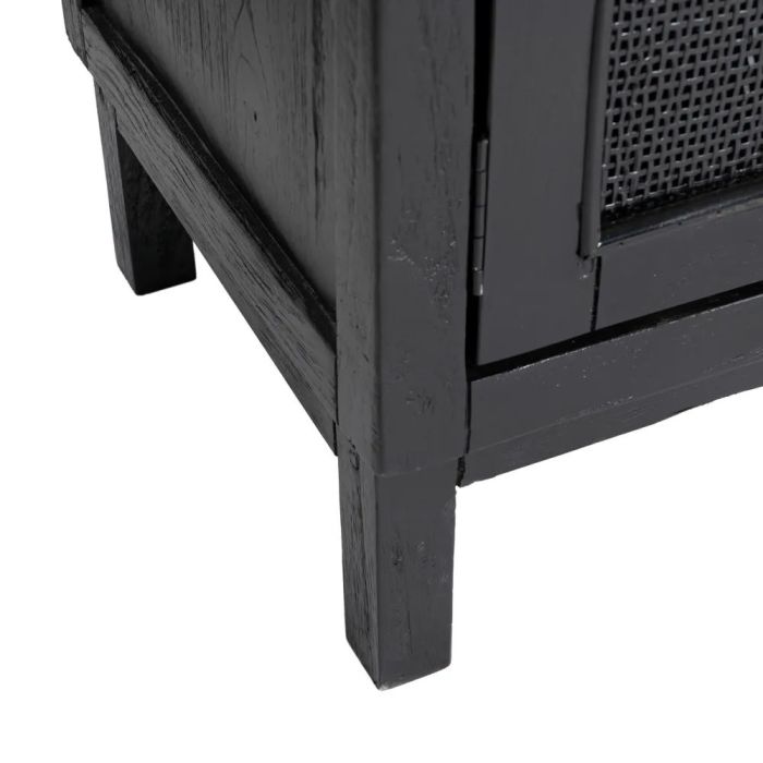 Mueble TV Madera Negro Ratán Salón, 150 Cm