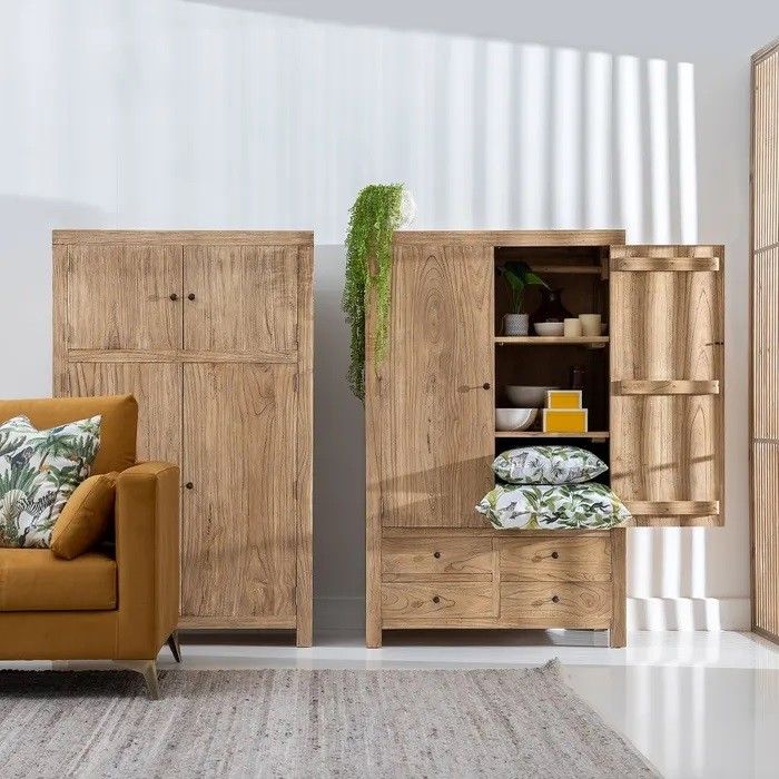 Armario Alto Madera Mindi Natural, 160 Cm