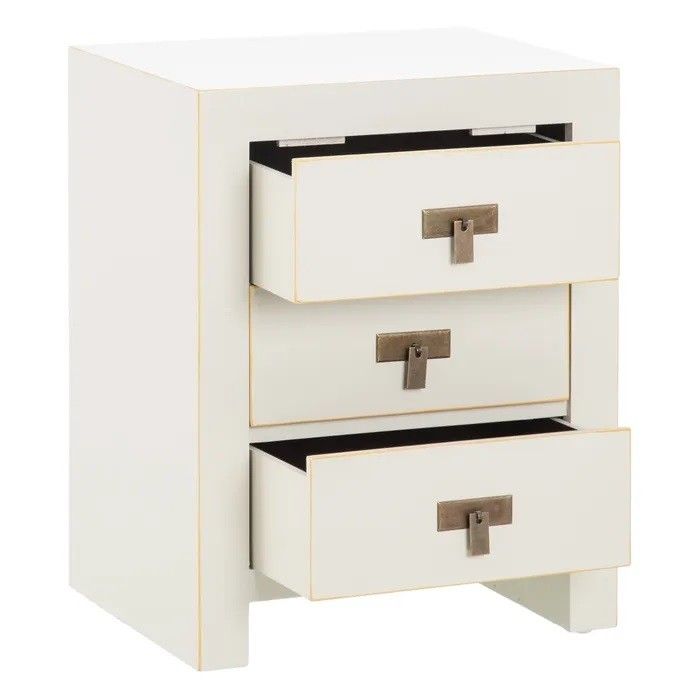 Mesita de Noche Color Crema Madera Abeto Dm, 45 Cm