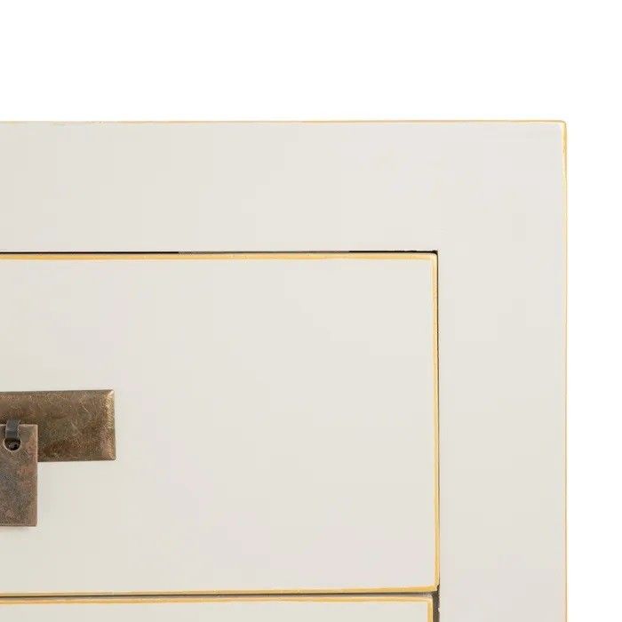 Mesita de Noche Color Crema Madera Abeto Dm, 45 Cm