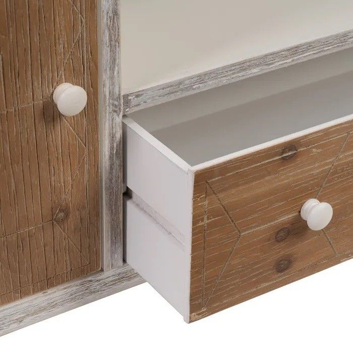 Mueble TV Madera Mdf Blanco/Natural, 150 Cm