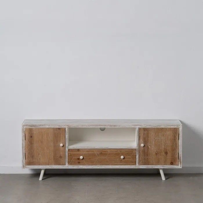 Mueble TV Madera Mdf Blanco/Natural, 150 Cm