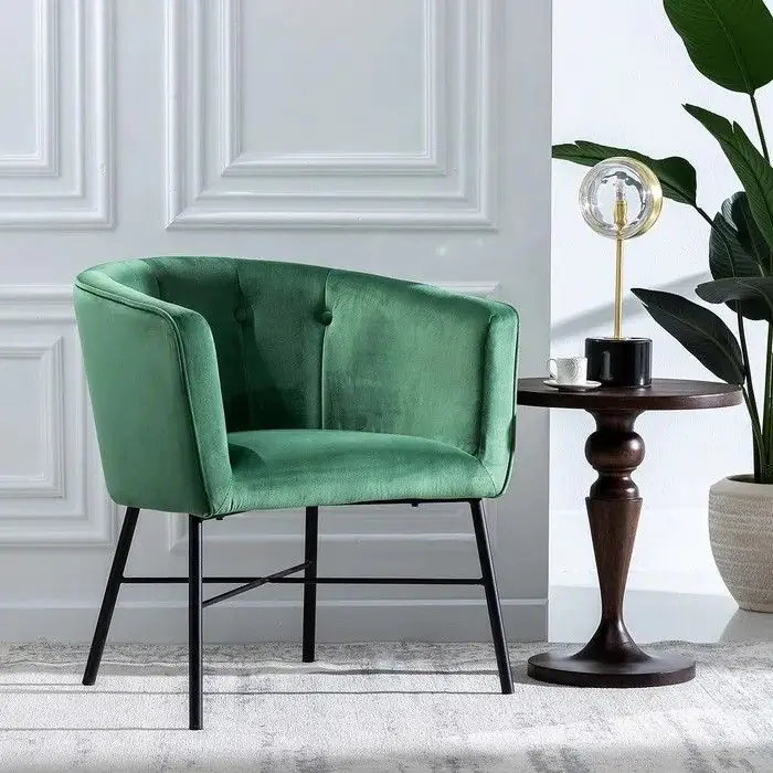 Sillón Vintage Terciopelo Verde Oscuro Acero, 75 Cm