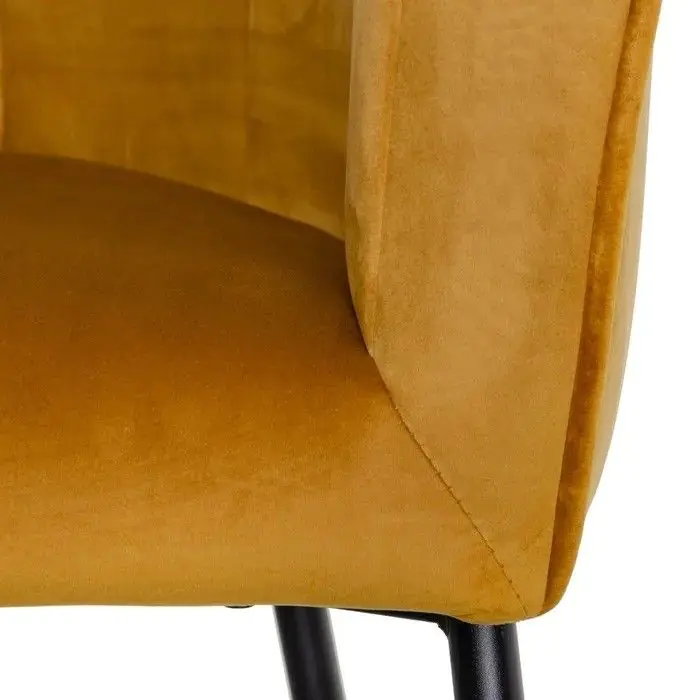 Sillón Vintage Terciopelo Mostaza Acero, 75 Cm