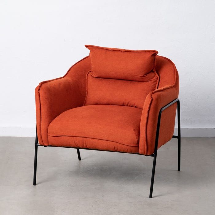 Sillón Moderno Calabaza Tejido Metal Negro, 76,5 Cm