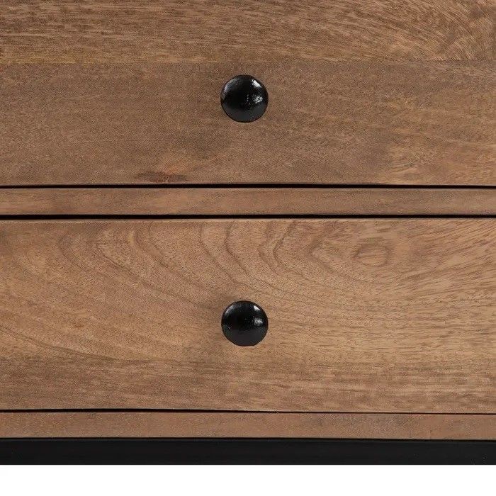 Mesita de Noche Madera Mango Negro/Natural, 61 Cm