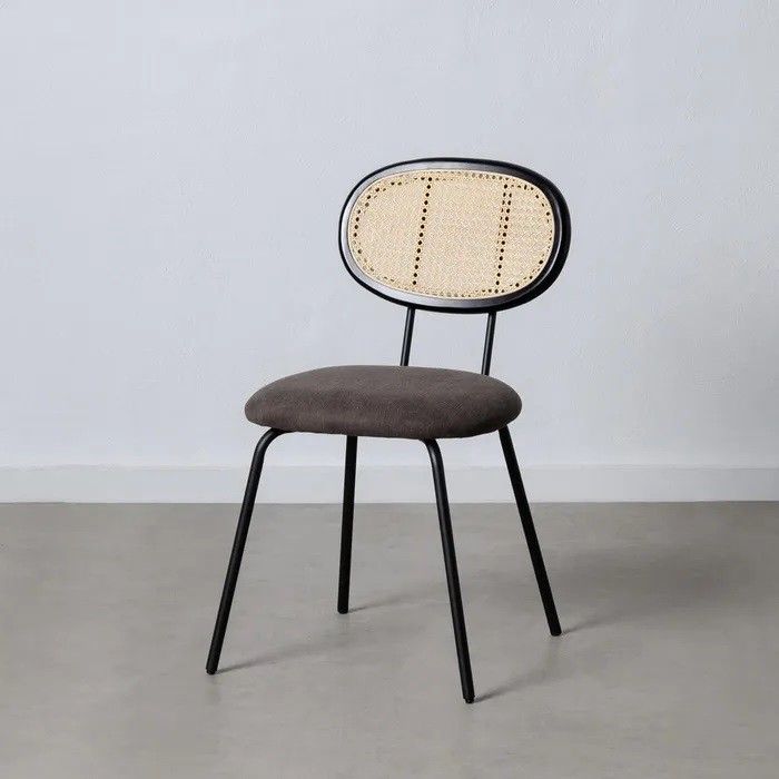Silla Salón Vintage Gris Tejido Metal, 48 Cm