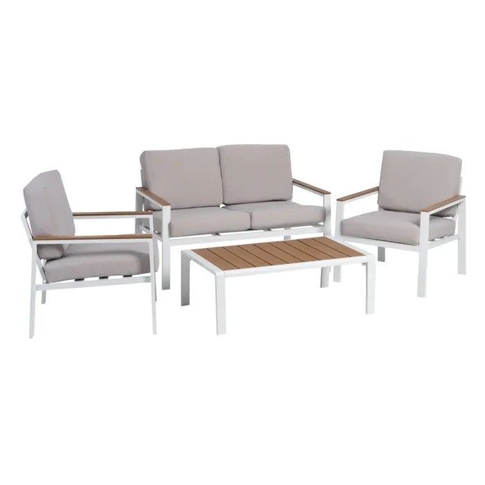 Conjunto Jardín Estilo Nórdico- Moderno Aluminio Blanco