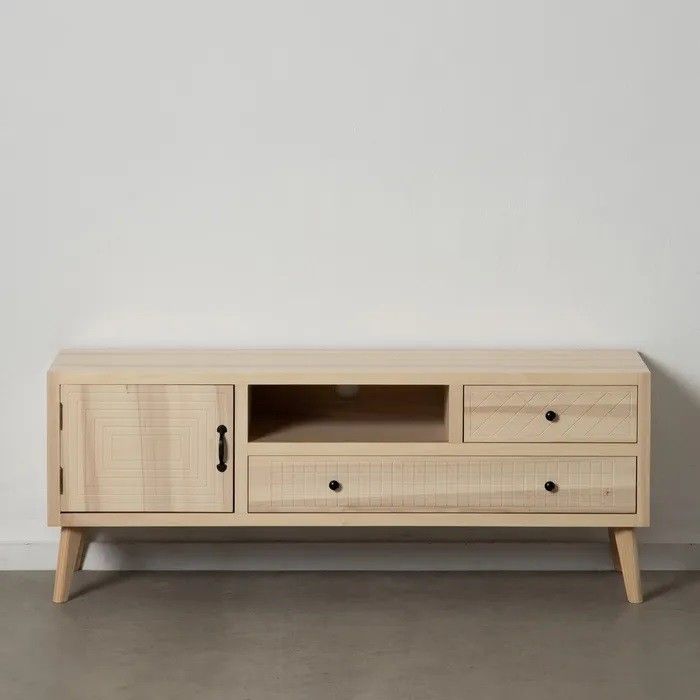 Mueble TV Estilo Nórdico Natural Madera Álamo, 140 Cm