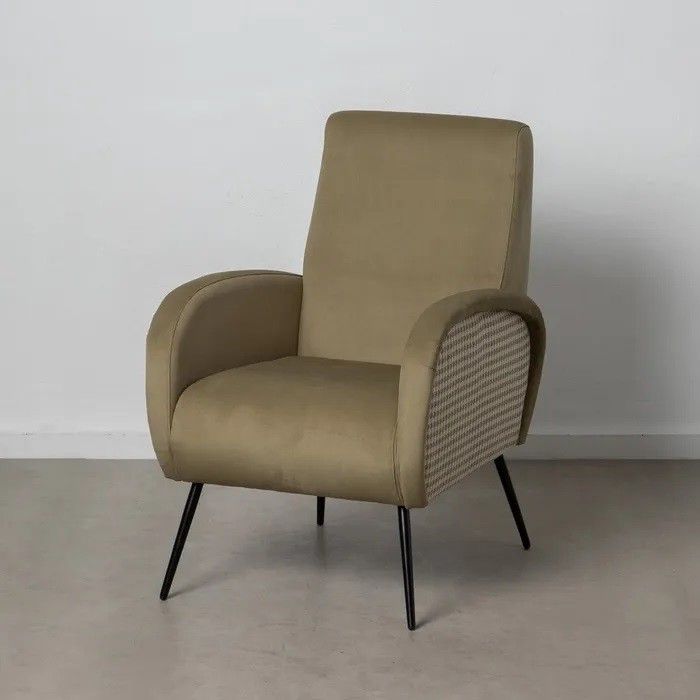 Sillón Tejido Verde Oliva Metal Salón, 68 Cm