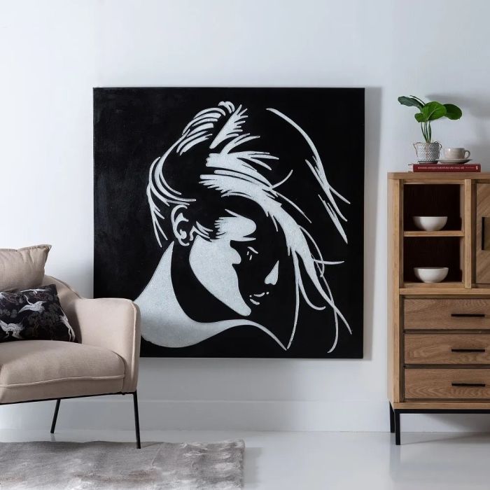 Pintura Rostro Mujer Blanco Negro