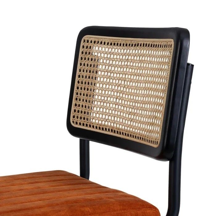 Silla Tejido Calabaza Ratan Acero Negro, 84 Cm