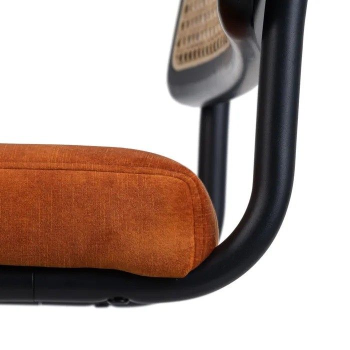 Silla Tejido Calabaza Ratan Acero Negro, 84 Cm