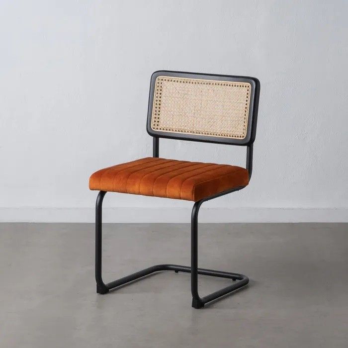 Silla Tejido Calabaza Ratan Acero Negro, 84 Cm