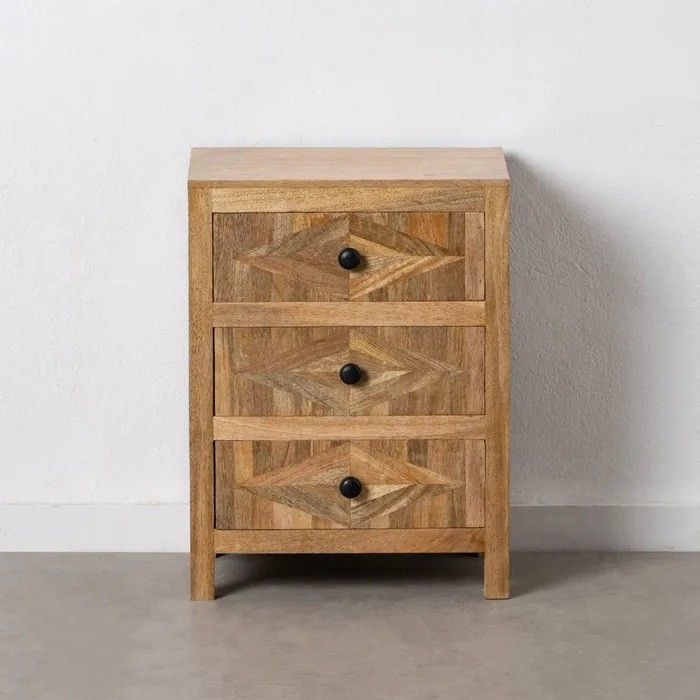 Mesita de Noche Estilo Vintage Madera de Mango Natural, 45 Cm
