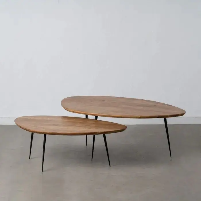 S/2 Mesa Centro Natural Madera Metal, 110 X 63 X 40 Cm