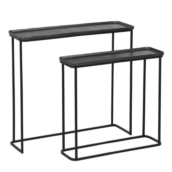 S/2 Consolas Aluminio Hierro Negro, 88 Cm